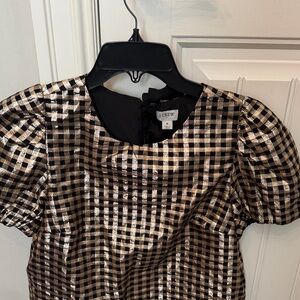 J. Crew Factory Metallic Checkered Blouse